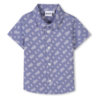 BOSS Camisa para bebe azul all over new logo manga corta